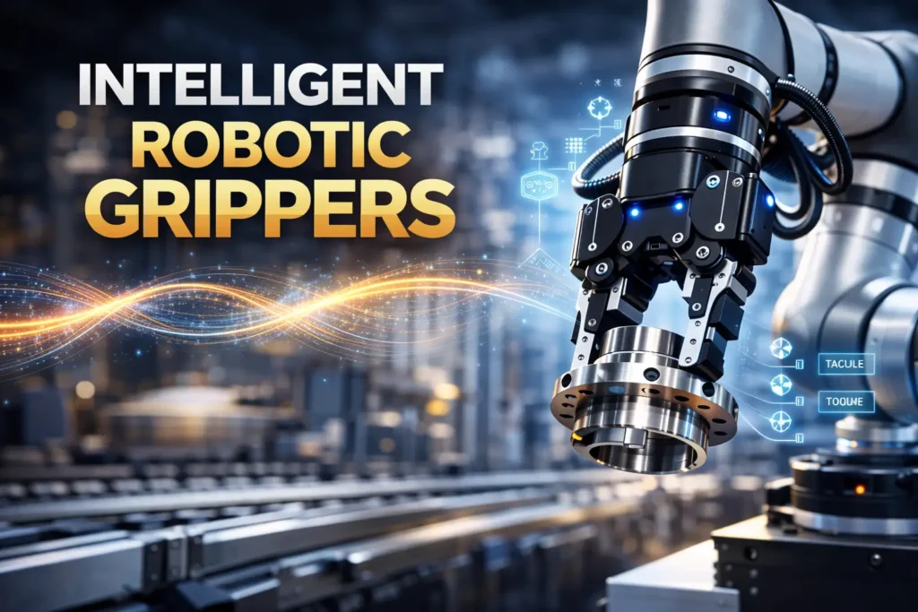 intelligent robotic gripper with sensors used in industrial automation